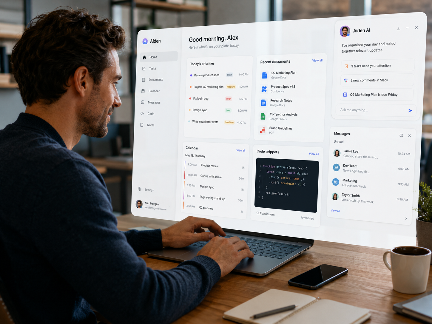Agente de inteligencia artificial organizando tareas digitales y automatizando flujos de trabajo